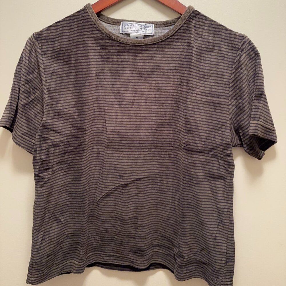 Jennifer Moore Velvet Striped T-Shirt